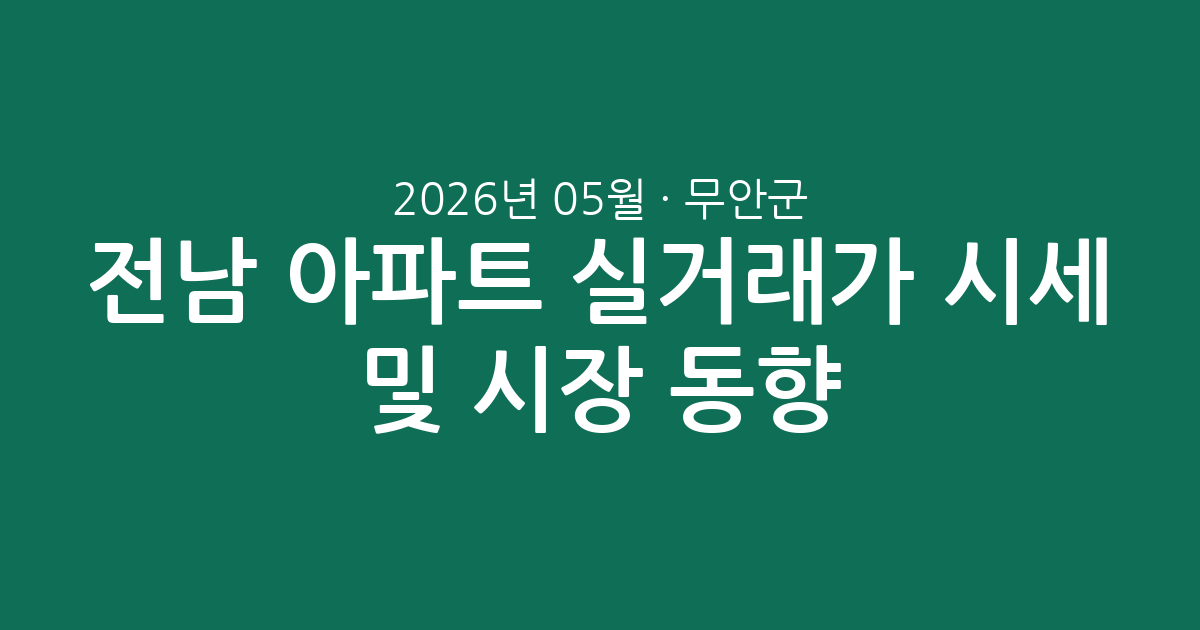 전남 무안군 2026년 05월 아파트 실거래가 시세 분석 및 시장 동향 총정리