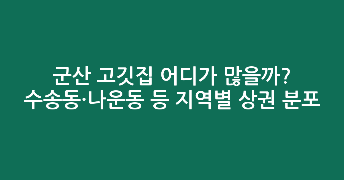 군산 고깃집 어디가 많을까? 수송동·나운동 등 지역별 상권 분포 분석