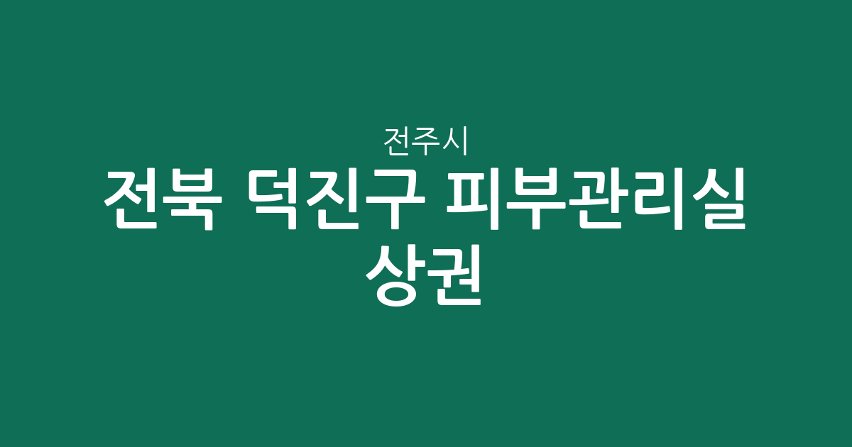 전북 전주시 덕진구 피부관리실 상권 분석: 송천동 중심의 지역별 에스테틱 분포 현황