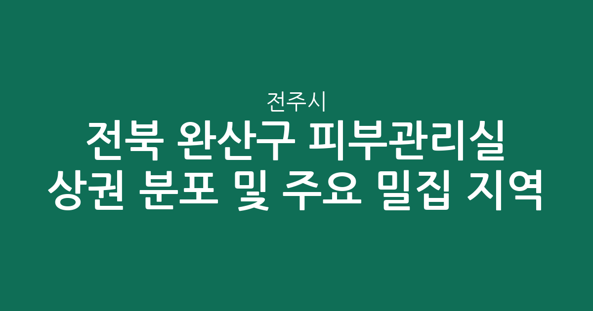 전북 전주시 완산구 피부관리실 상권 분포 및 주요 밀집 지역 분석