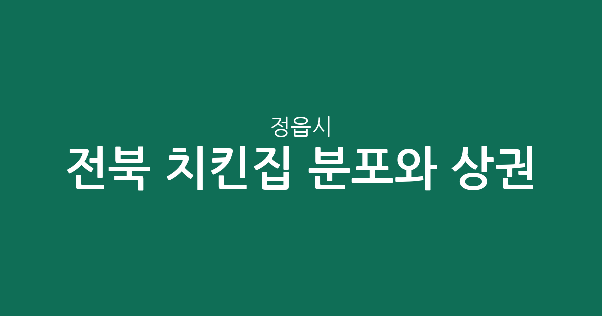 전북 정읍시 치킨집 분포와 상권 분석: 수성동·내장상동 중심의 치킨 전문점 현황