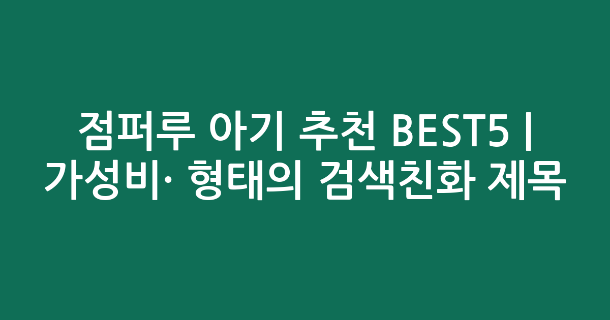 점퍼루 아기 추천 BEST5 | 가성비·인기 비교 형태의 검색친화 제목