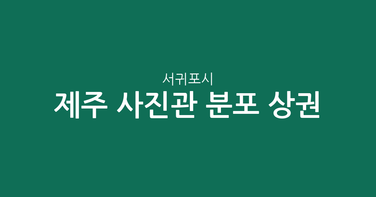 제주 서귀포시 사진관 분포 상권 분석: 대천동·표선면·안덕면 중심의 지역별 현황