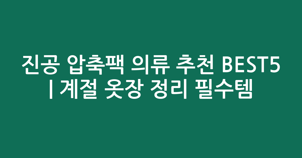 진공 압축팩 의류 추천 BEST5 | 계절 옷장 정리 필수템 비교
