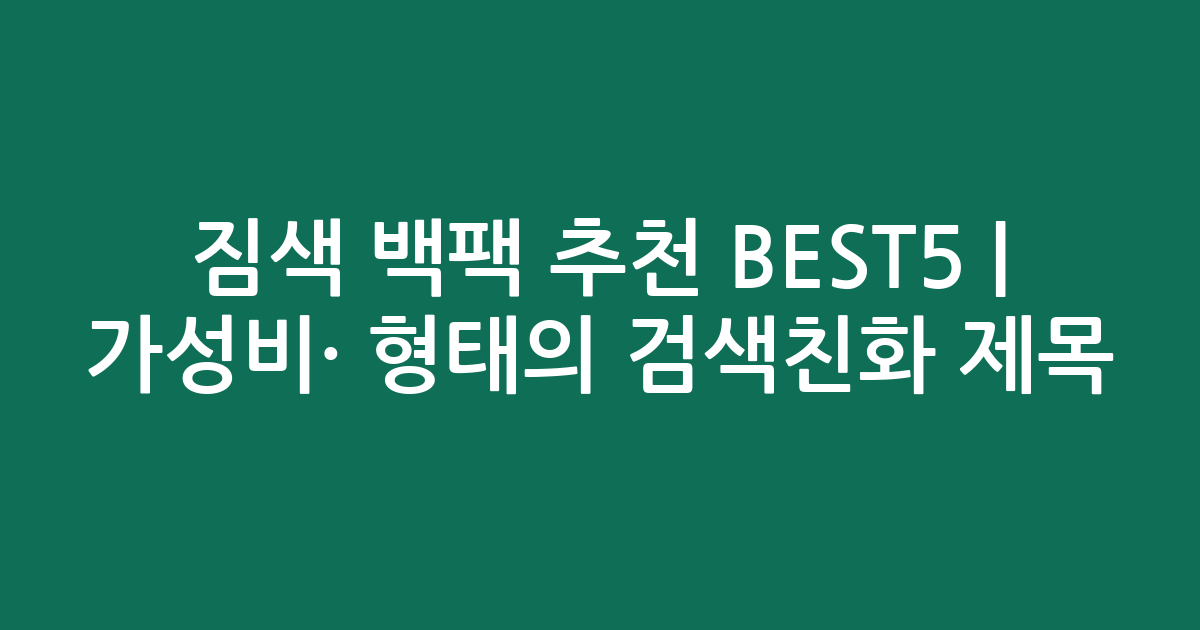 짐색 백팩 추천 BEST5 | 가성비·인기 비교 형태의 검색친화 제목