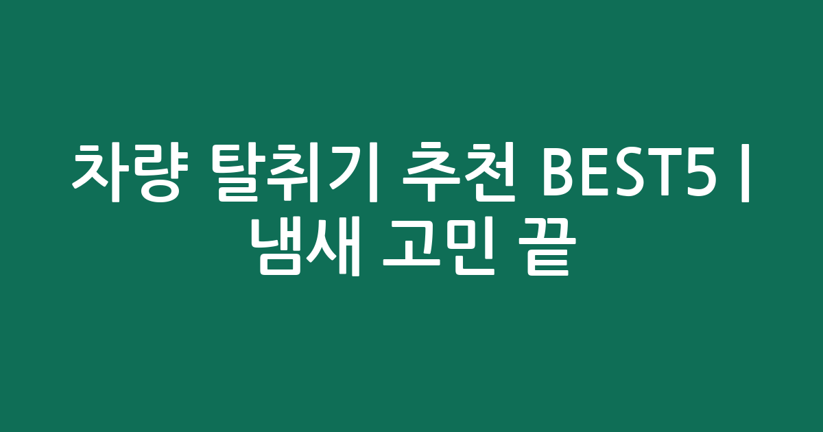 차량 탈취기 추천 BEST5 | 냄새 고민 끝! 가성비 인기 상품 비교