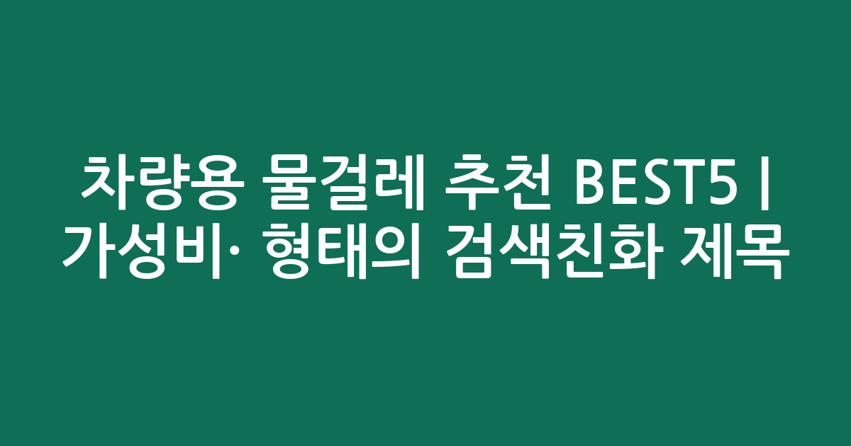 차량용 물걸레 추천 BEST5 | 가성비·인기 비교 형태의 검색친화 제목