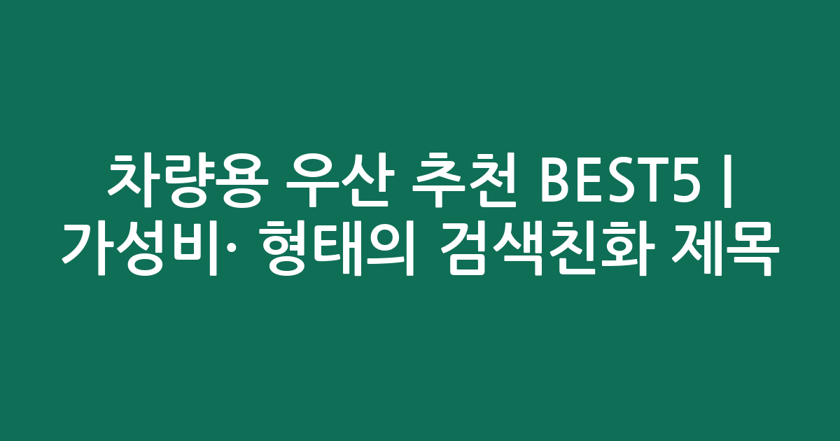 차량용 우산 추천 BEST5 | 가성비·인기 비교 형태의 검색친화 제목