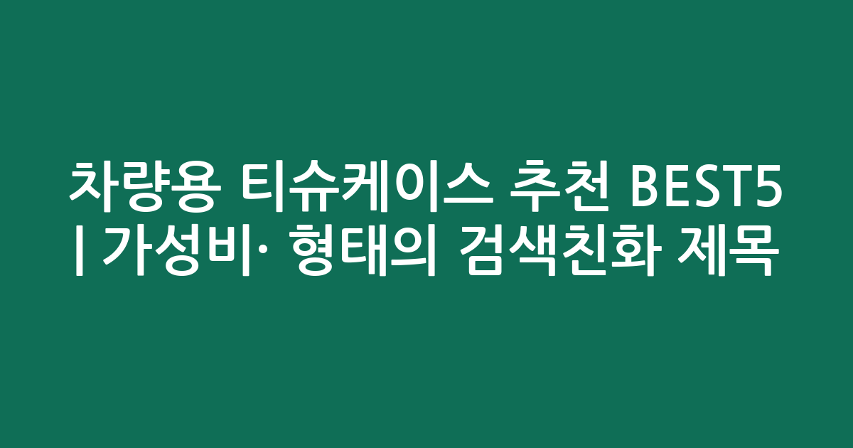 차량용 티슈케이스 추천 BEST5 | 가성비·인기 비교 형태의 검색친화 제목