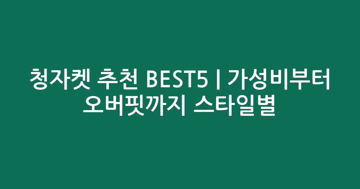 청자켓 추천 BEST5 | 가성비부터 오버핏까지 스타일별 비교