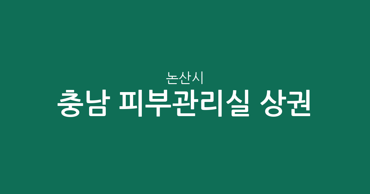 충남 논산시 피부관리실 상권 분석: 취암동 중심의 에스테틱 분포 현황