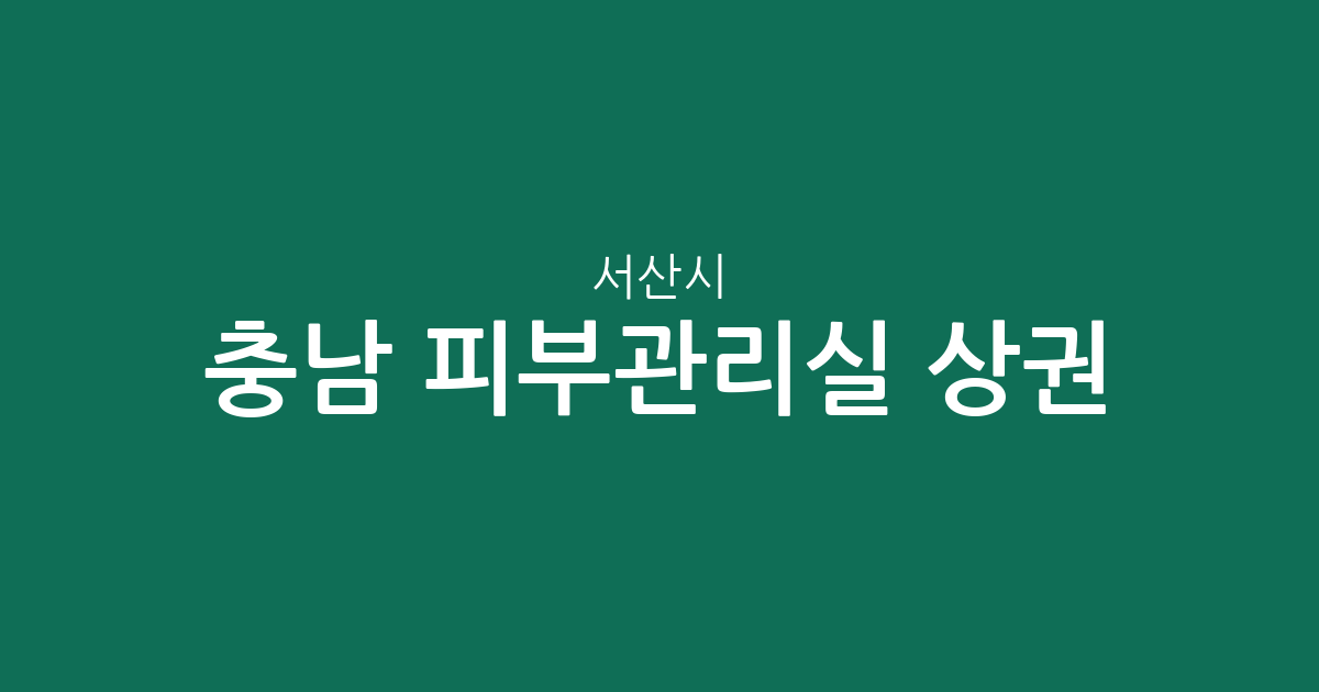 충남 서산시 피부관리실 상권 분석: 동문동과 석남동 중심의 에스테틱 분포 현황