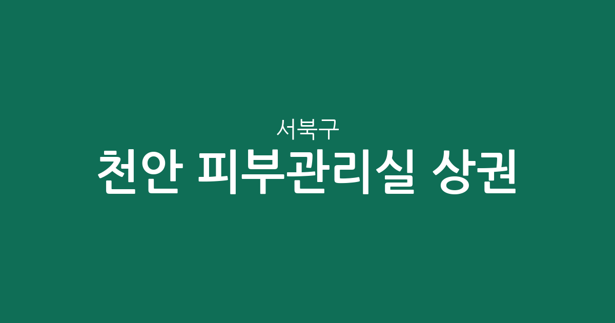 천안 서북구 피부관리실 상권 분석: 부성동부터 불당동까지 에스테틱 밀집도 확인