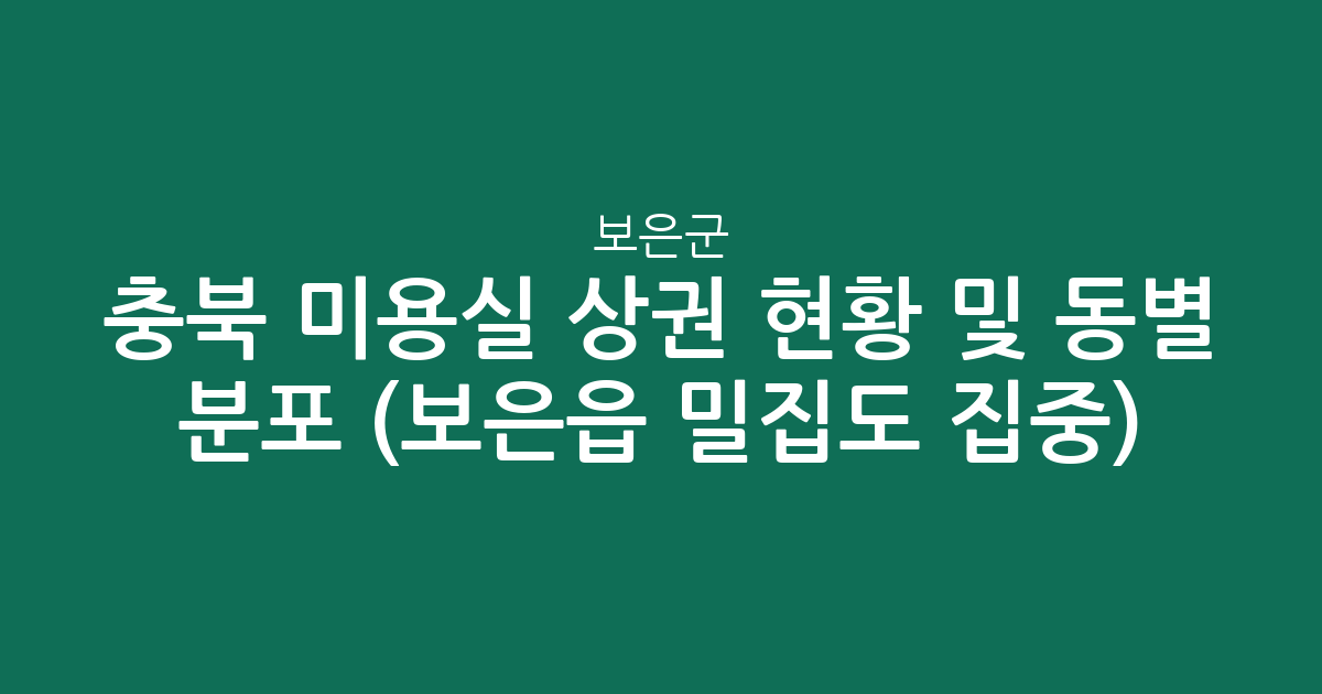 충북 보은군 미용실 상권 현황 및 동별 분포 분석 (보은읍 밀집도 집중)