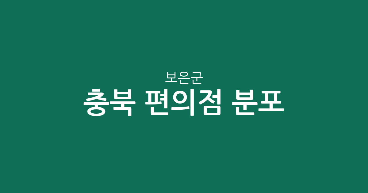 충북 보은군 편의점 분포 분석: 보은읍 중심의 상권 현황과 지역별 편의점 밀집도