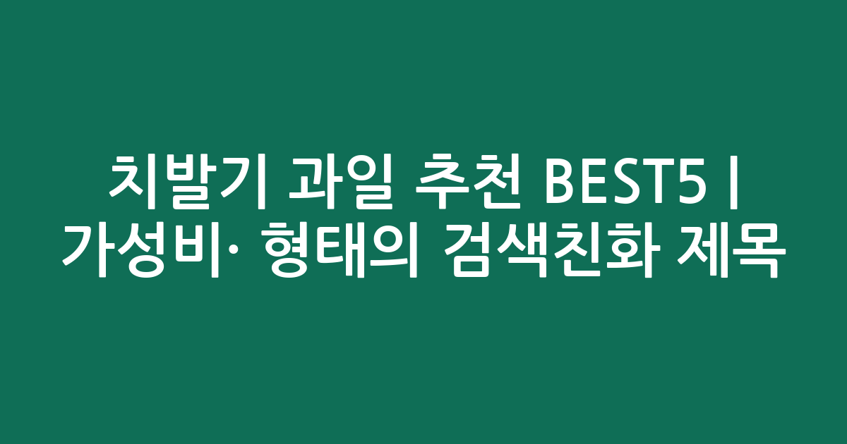 치발기 과일 추천 BEST5 | 가성비·인기 비교 형태의 검색친화 제목