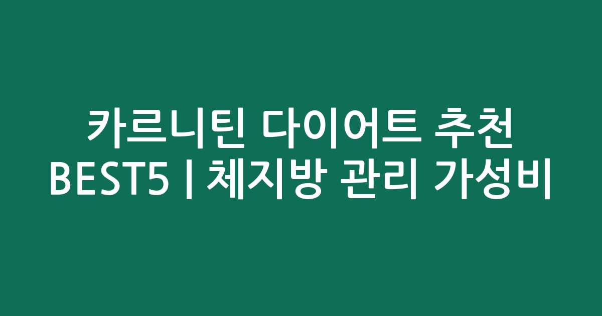 카르니틴 다이어트 추천 BEST5 | 체지방 관리 가성비 비교