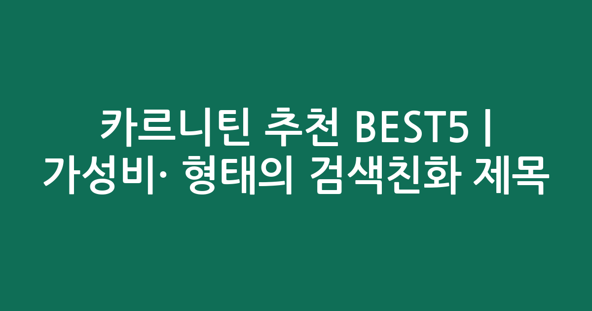 카르니틴 추천 BEST5 | 가성비·인기 비교 형태의 검색친화 제목