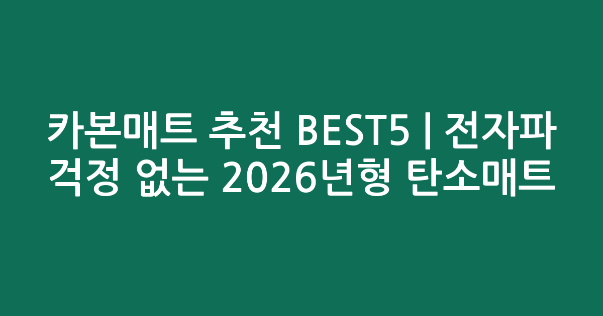카본매트 추천 BEST5 | 전자파 걱정 없는 2026년형 인기 탄소매트 비교