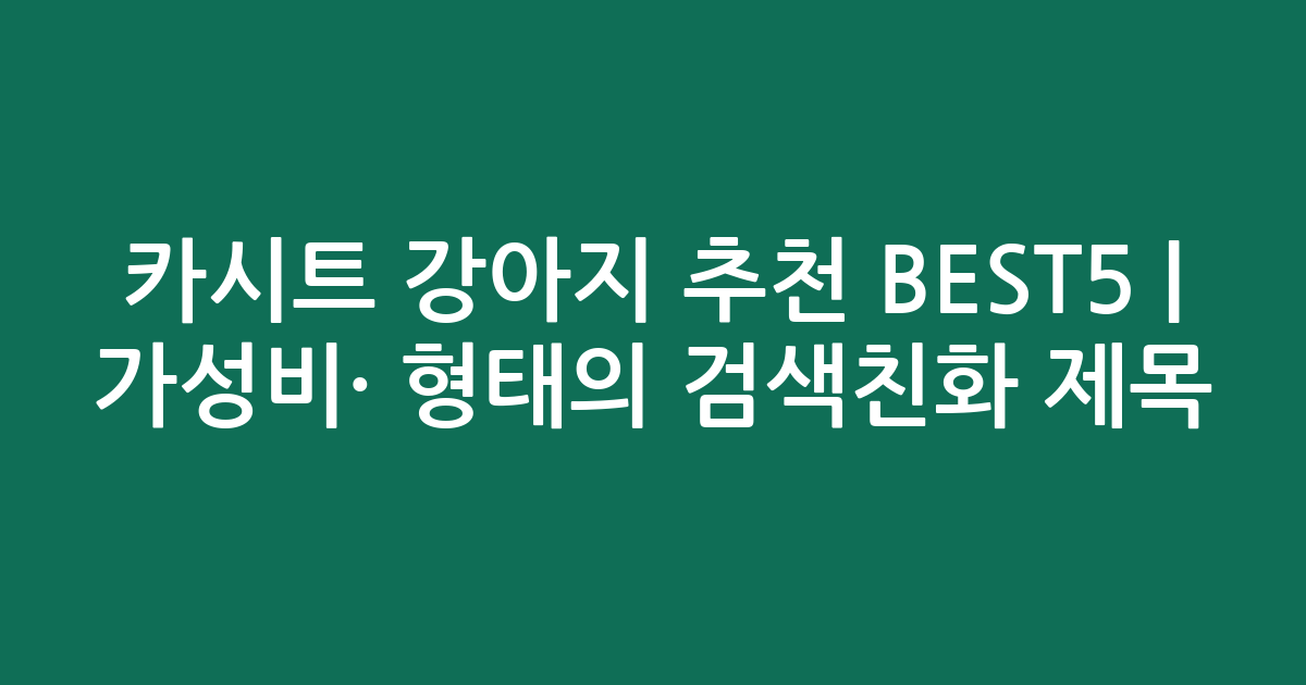카시트 강아지 추천 BEST5 | 가성비·인기 비교 형태의 검색친화 제목
