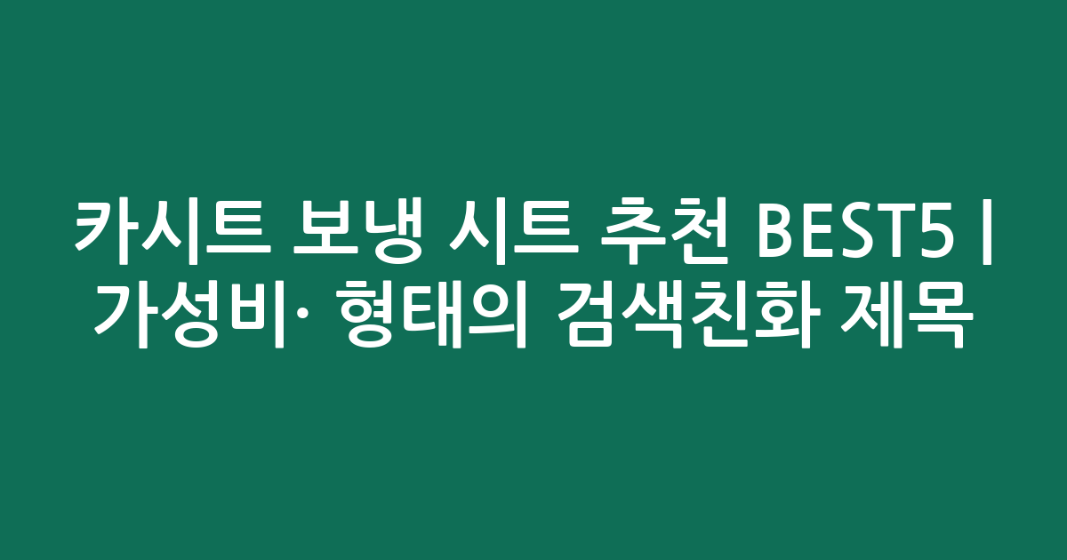 카시트 보냉 시트 추천 BEST5 | 가성비·인기 비교 형태의 검색친화 제목