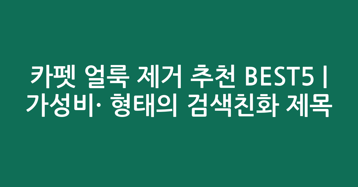 카펫 얼룩 제거 추천 BEST5 | 가성비·인기 비교 형태의 검색친화 제목