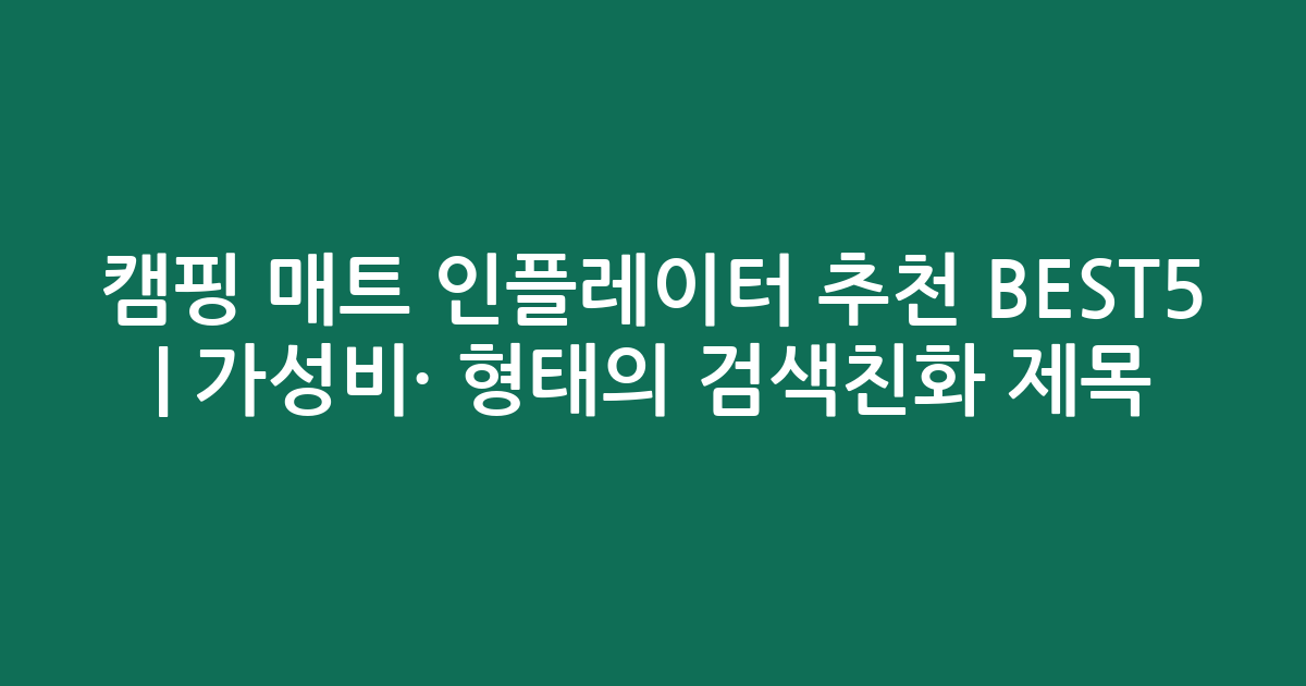 캠핑 매트 인플레이터 추천 BEST5 | 가성비·인기 비교 형태의 검색친화 제목
