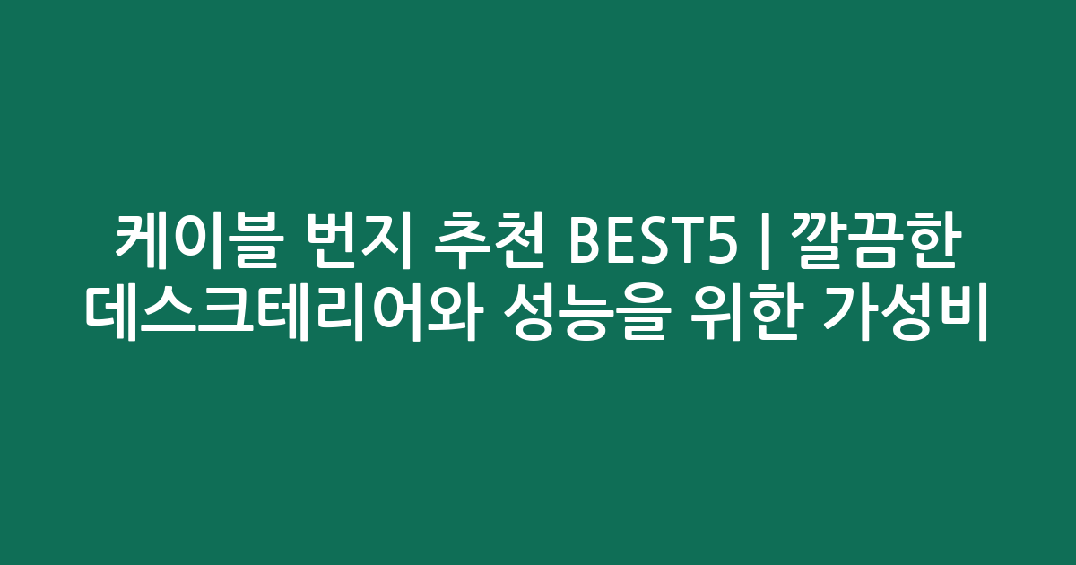 케이블 번지 추천 BEST5 | 깔끔한 데스크테리어와 성능을 위한 가성비·인기 비교