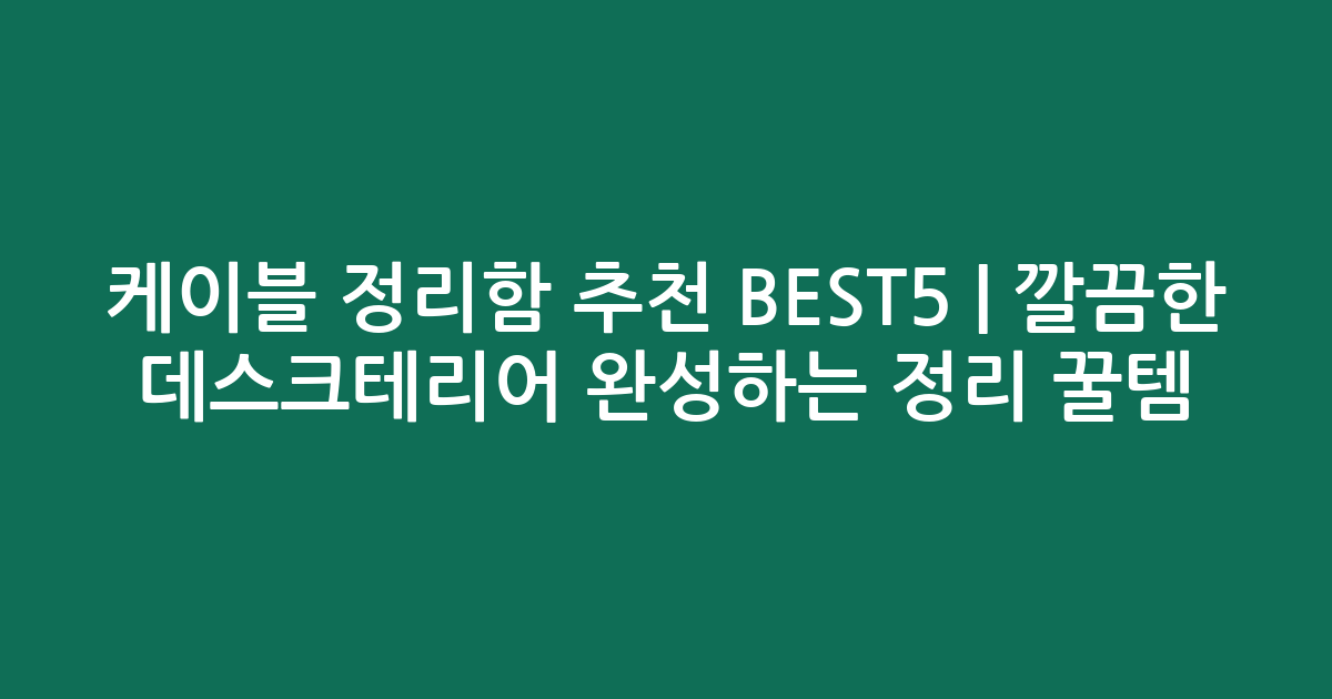 케이블 정리함 추천 BEST5 | 깔끔한 데스크테리어 완성하는 정리 꿀템 비교