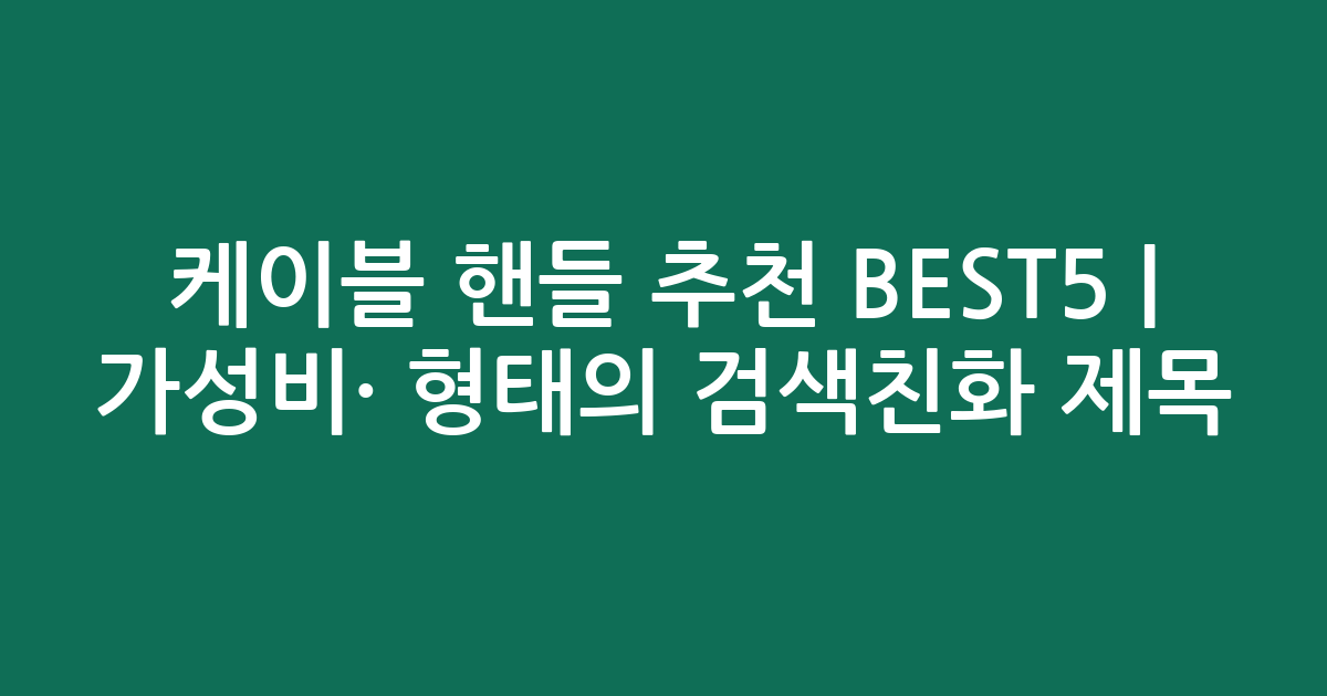 케이블 핸들 추천 BEST5 | 가성비·인기 비교 형태의 검색친화 제목