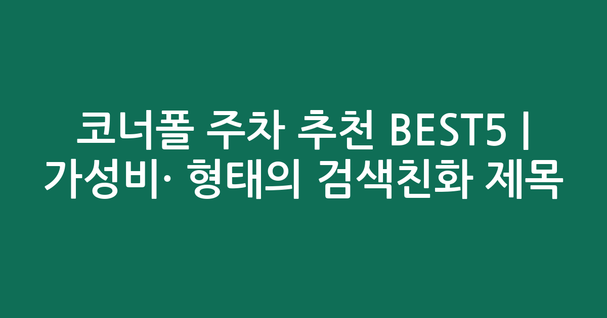 코너폴 주차 추천 BEST5 | 가성비·인기 비교 형태의 검색친화 제목