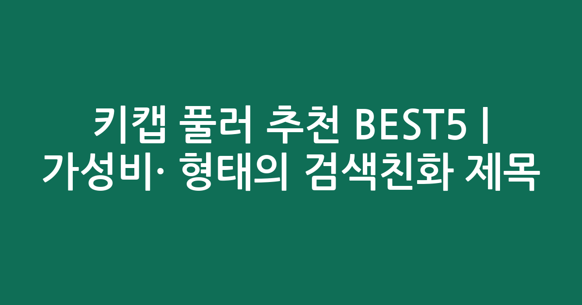 키캡 풀러 추천 BEST5 | 가성비·인기 비교 형태의 검색친화 제목