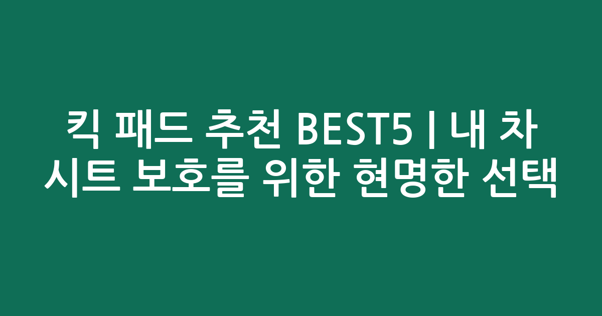 킥 패드 추천 BEST5 | 내 차 시트 보호를 위한 현명한 선택