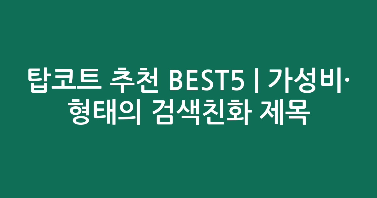 탑코트 추천 BEST5 | 가성비·인기 비교 형태의 검색친화 제목