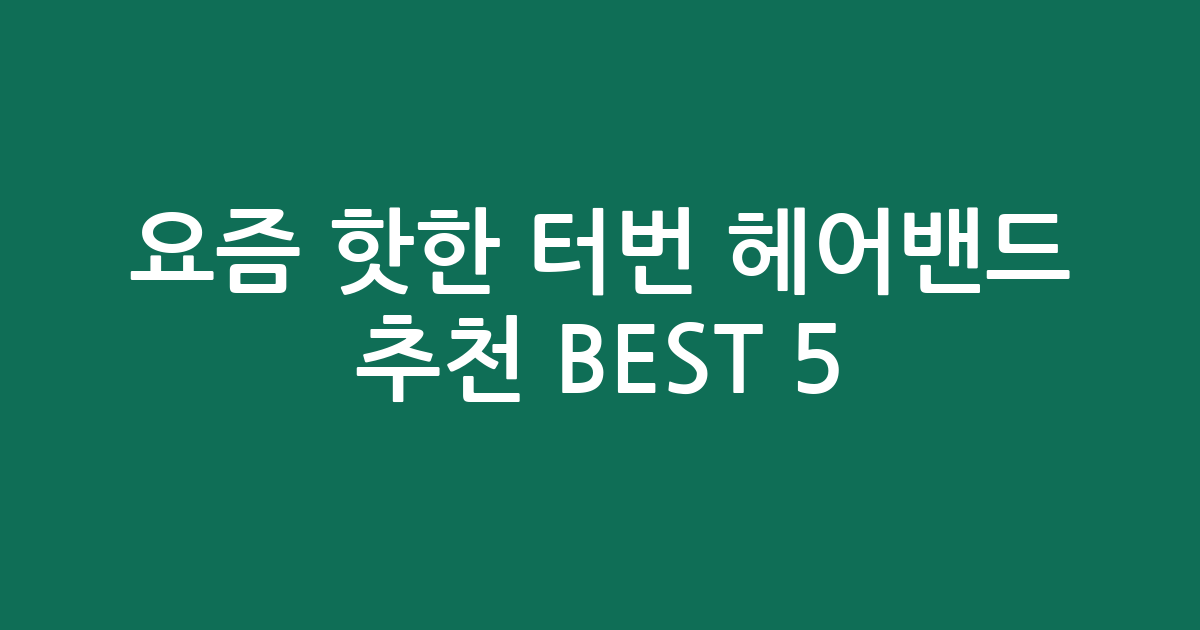 요즘 핫한 터번 헤어밴드 추천 BEST 5! ✨