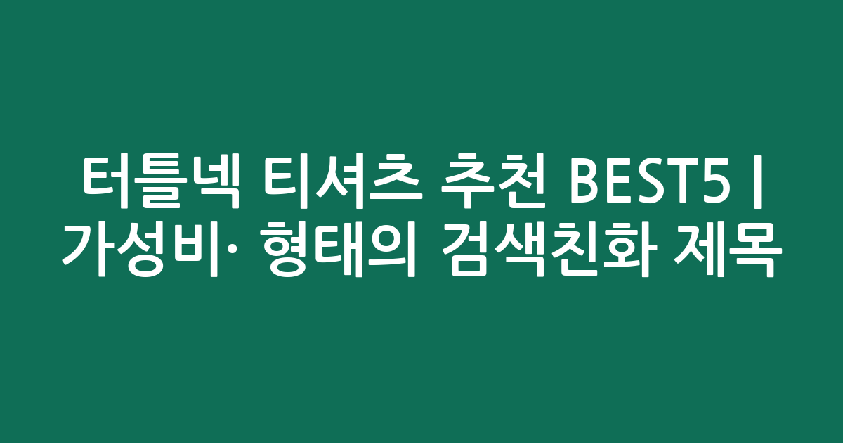 터틀넥 티셔츠 추천 BEST5 | 가성비·인기 비교 형태의 검색친화 제목