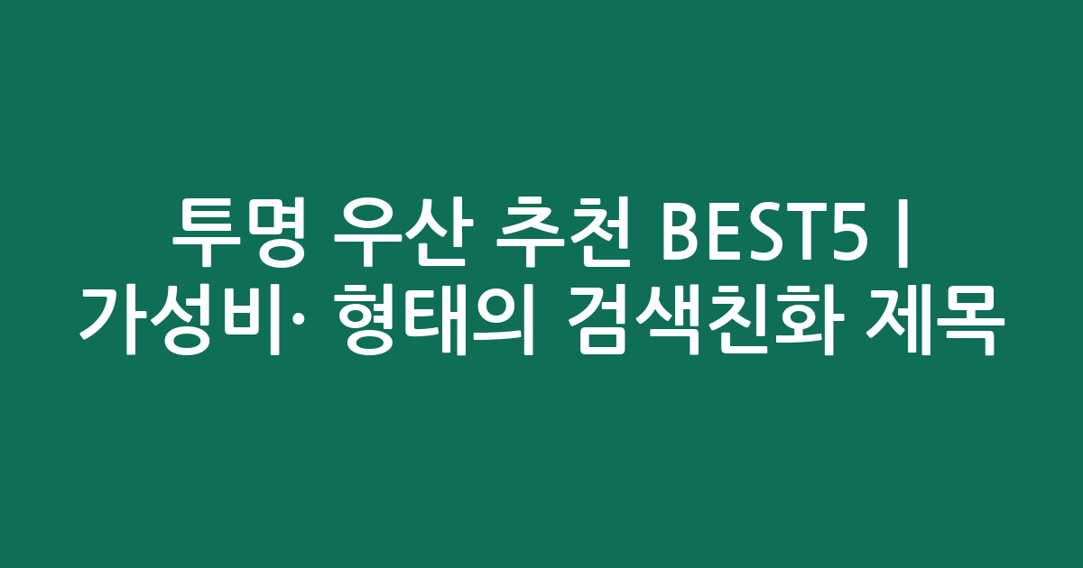 투명 우산 추천 BEST5 | 가성비·인기 비교 형태의 검색친화 제목