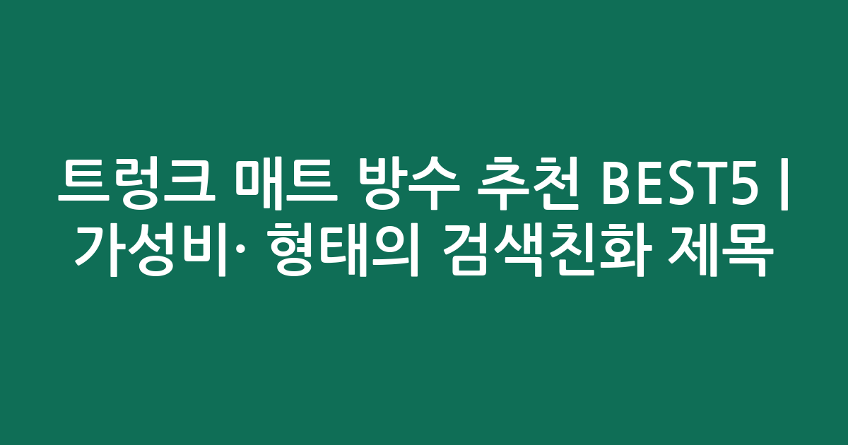 트렁크 매트 방수 추천 BEST5 | 가성비·인기 비교 형태의 검색친화 제목