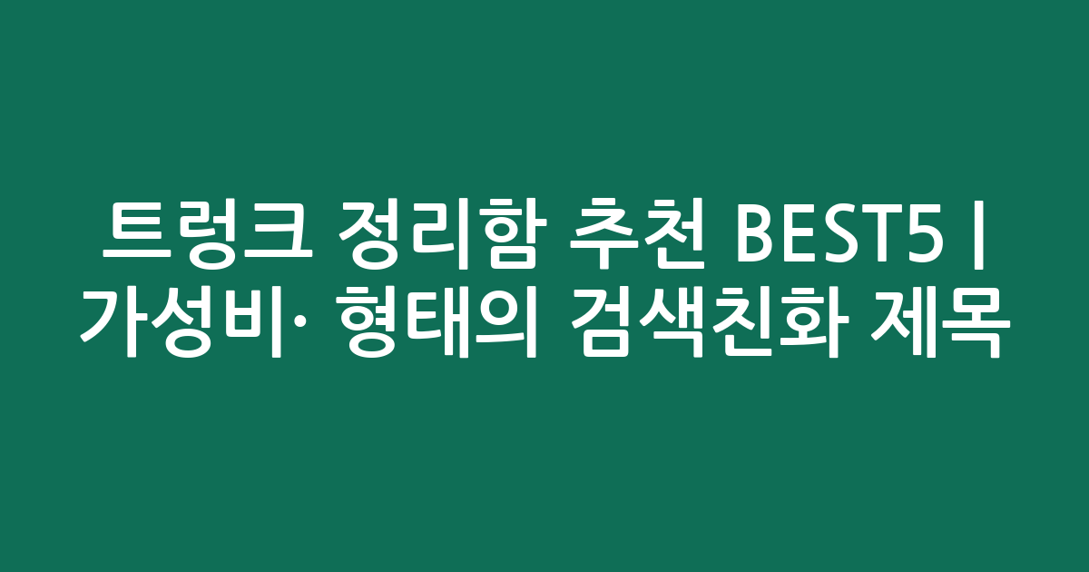 트렁크 정리함 추천 BEST5 | 가성비·인기 비교 형태의 검색친화 제목
