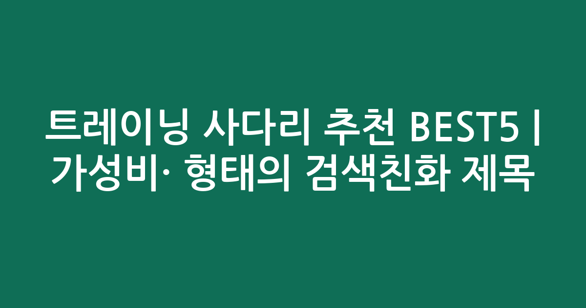 트레이닝 사다리 추천 BEST5 | 가성비·인기 비교 형태의 검색친화 제목