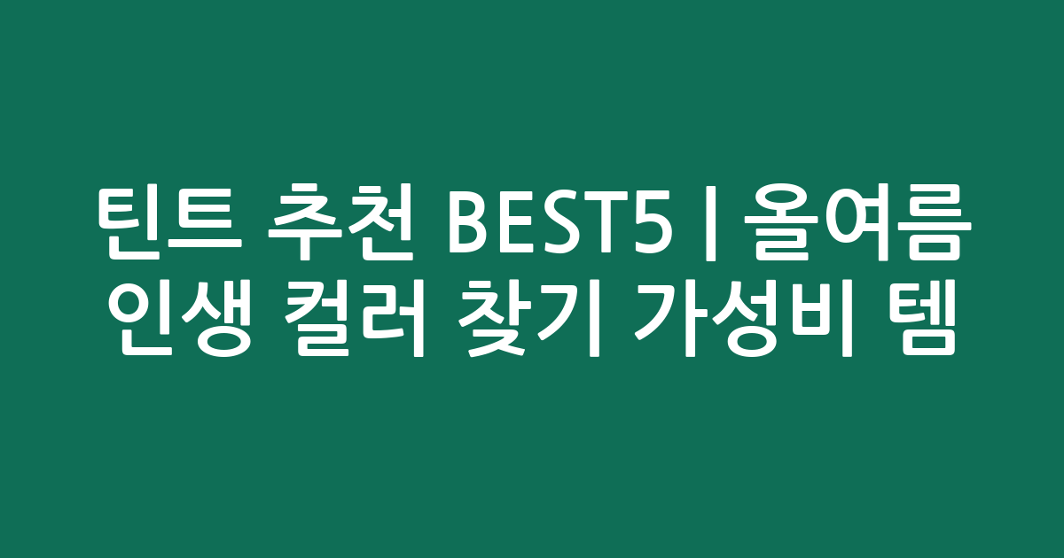 틴트 추천 BEST5 | 올여름 인생 컬러 찾기 가성비 인기템 비교
