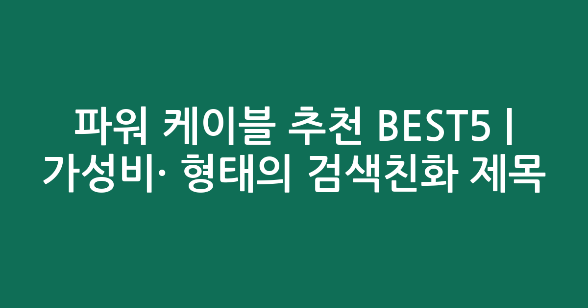 파워 케이블 추천 BEST5 | 가성비·인기 비교 형태의 검색친화 제목