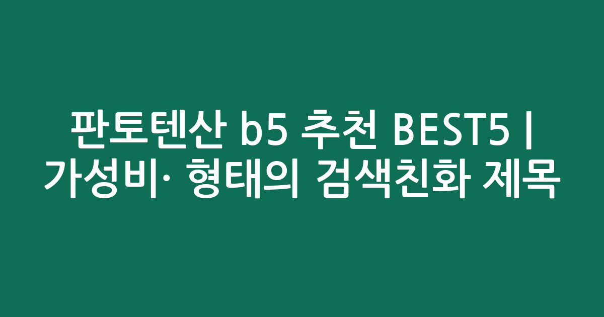 판토텐산 b5 추천 BEST5 | 가성비·인기 비교 형태의 검색친화 제목