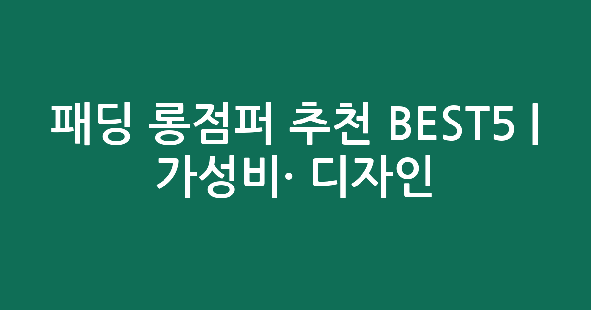 패딩 롱점퍼 추천 BEST5 | 가성비·인기 디자인 비교