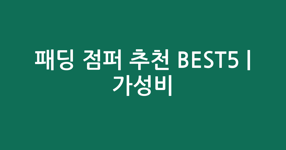 패딩 점퍼 추천 BEST5 | 가성비·인기 비교