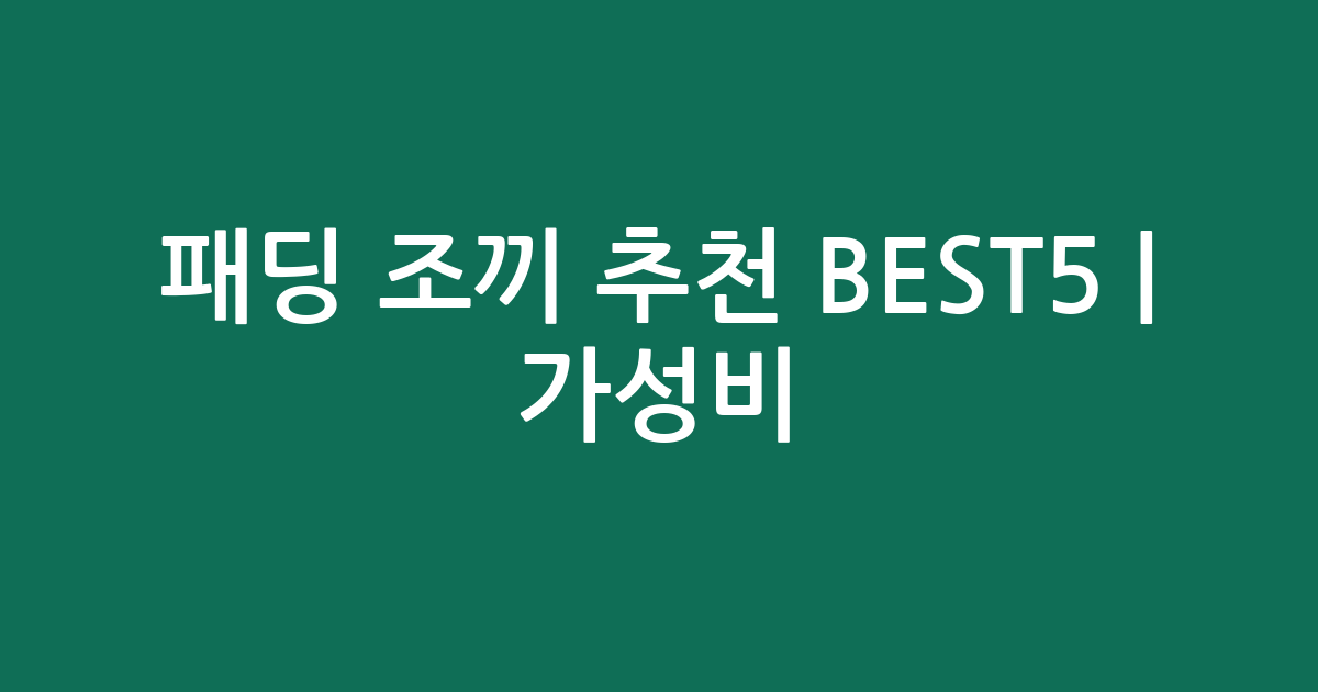 패딩 조끼 추천 BEST5 | 가성비·인기 비교