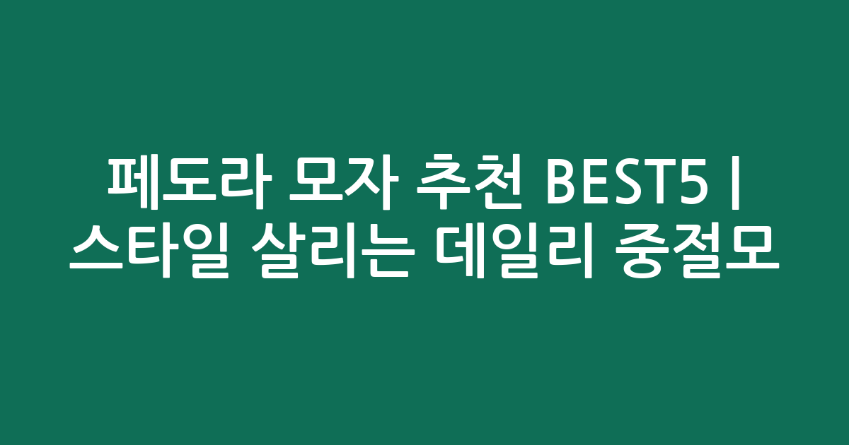페도라 모자 추천 BEST5 | 스타일 살리는 데일리 중절모 비교