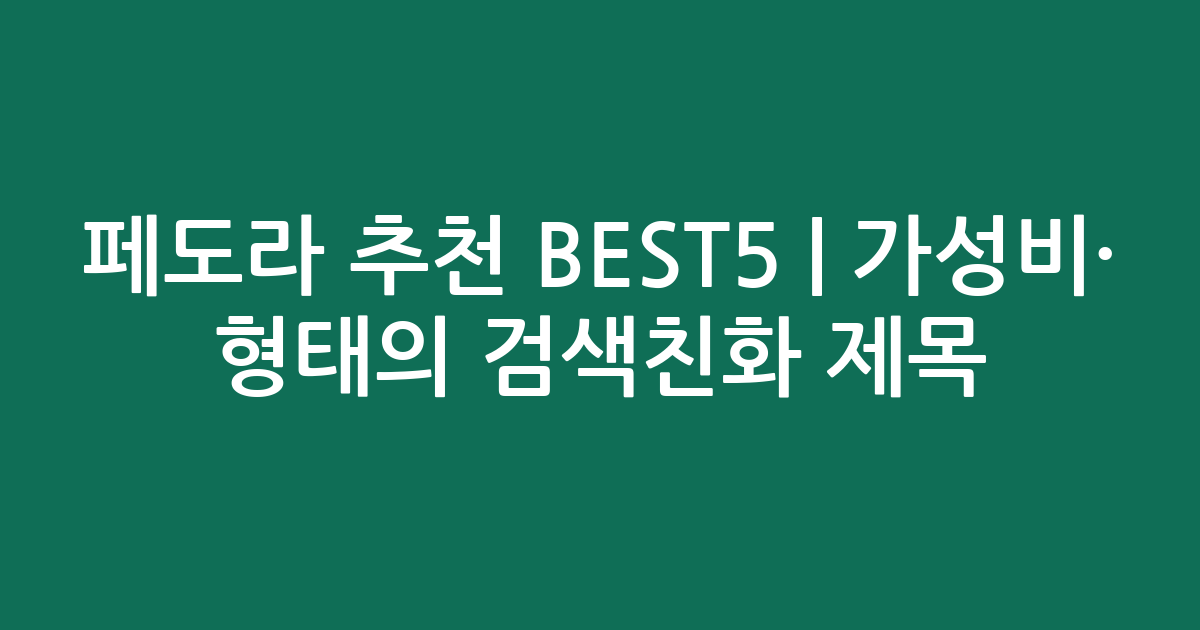 페도라 추천 BEST5 | 가성비·인기 비교 형태의 검색친화 제목