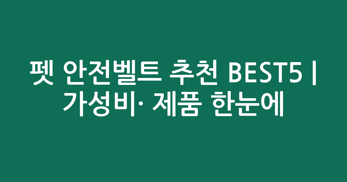 펫 안전벨트 추천 BEST5 | 가성비·인기 제품 한눈에 비교