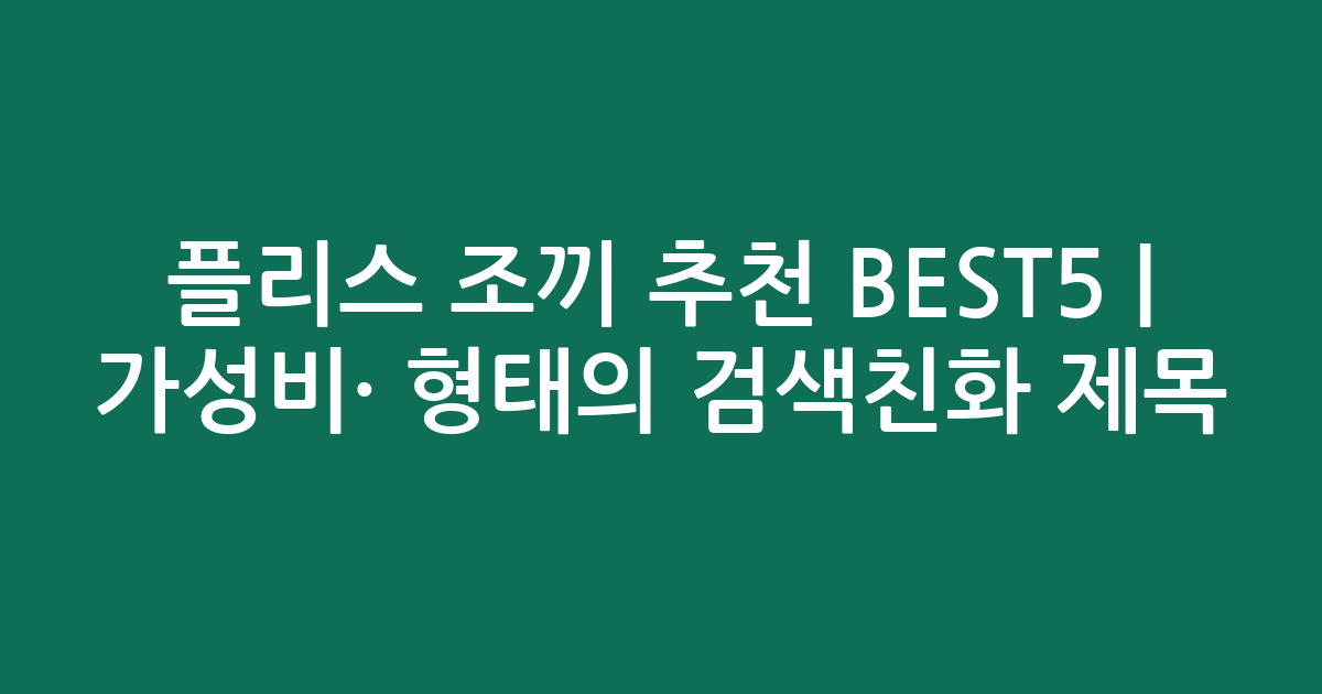 플리스 조끼 추천 BEST5 | 가성비·인기 비교 형태의 검색친화 제목